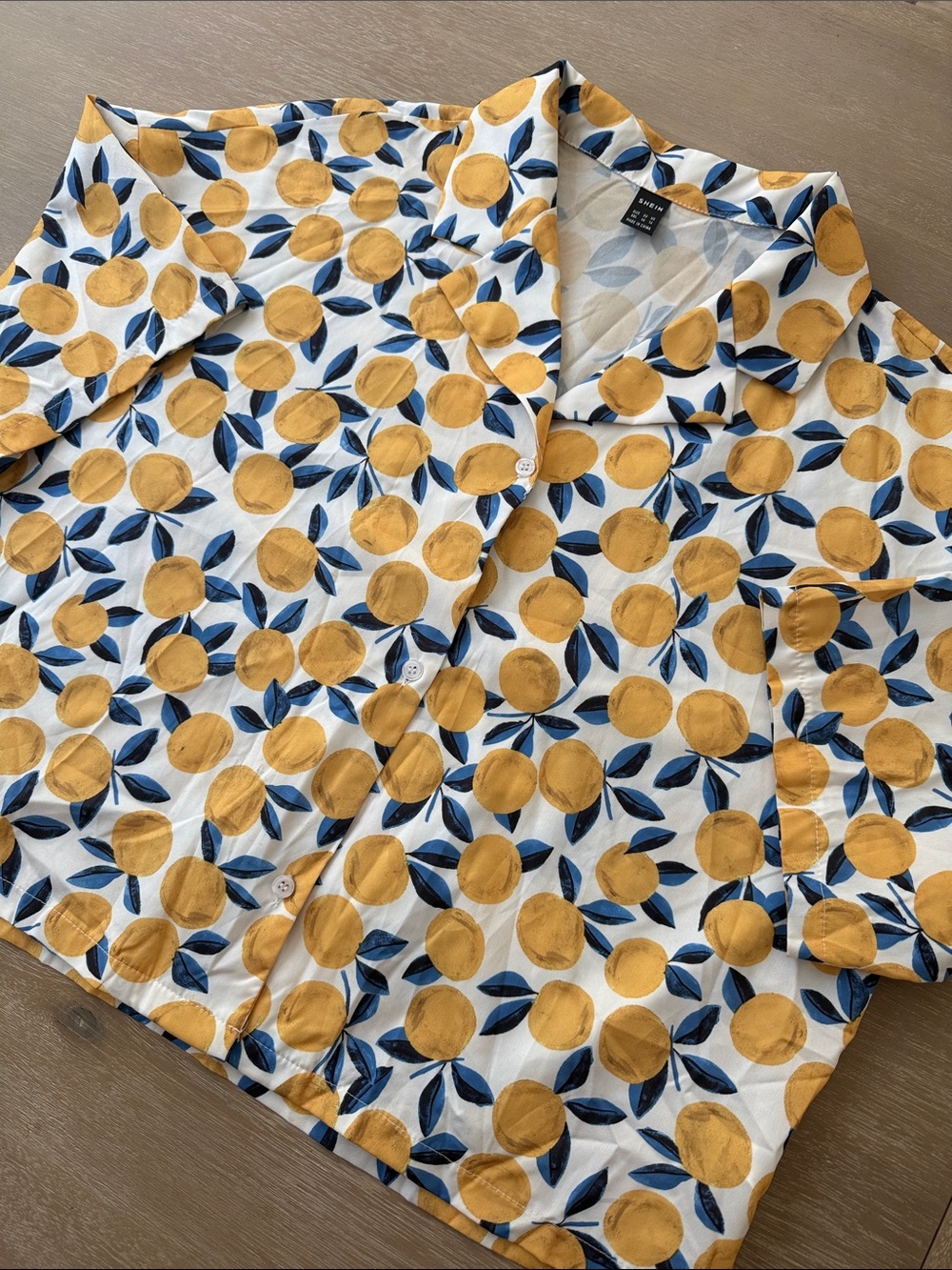 Fruit Print Button Front Cropped Top | XXL